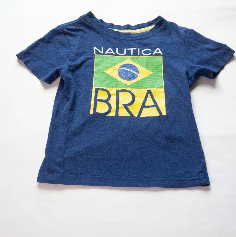 Nautica Brazil Toddler Boys Size 4T Blue Graphic Short Sleeve Casual T-Shirt